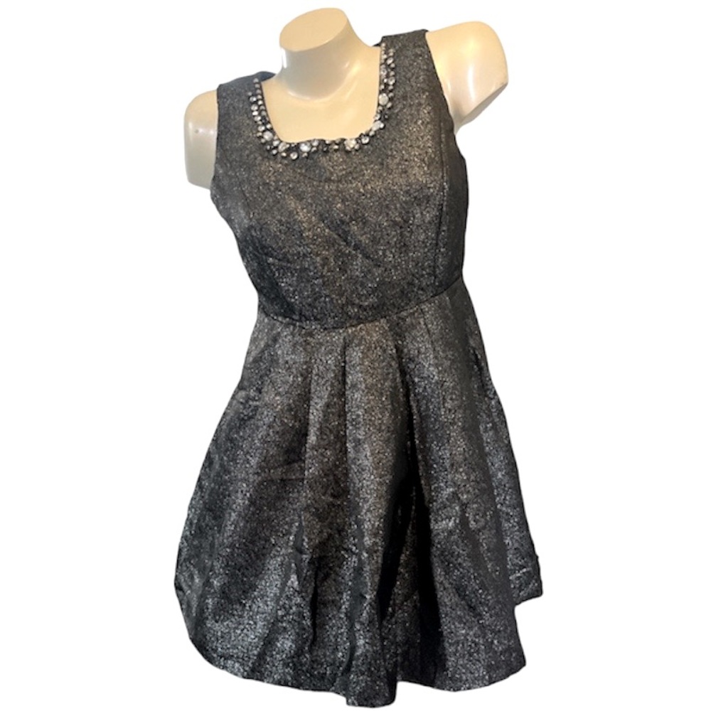 Cecico - Fit and Flare silver jeweled dress